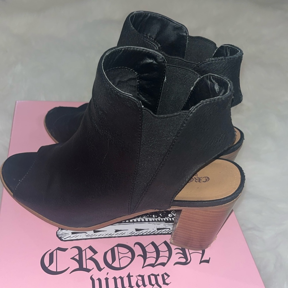 Black Peep Toe Ankle Bootie